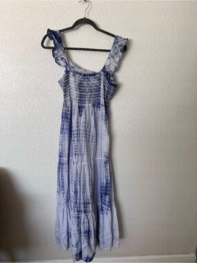 blue island Indigo Tie-Dye Smocked Maxi Dress
